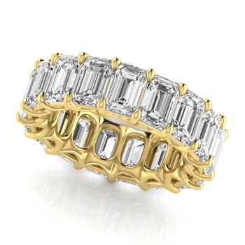 Emerald Cut Diamonds Eternity Wedding Band 18K Yellow Gold (11.98ct)