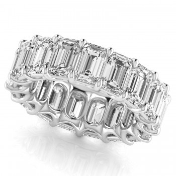 Emerald Cut Lab Grown Diamonds Eternity Ring Wedding Band in Platinum (11.98ct)