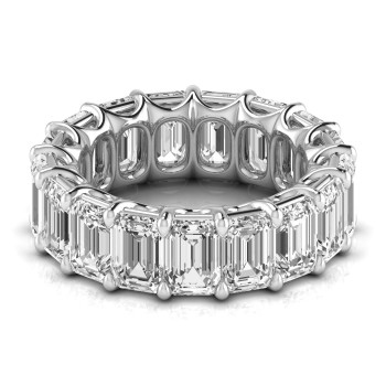 Emerald Cut Diamonds Eternity Wedding Band in Platinum (11.98ct)
