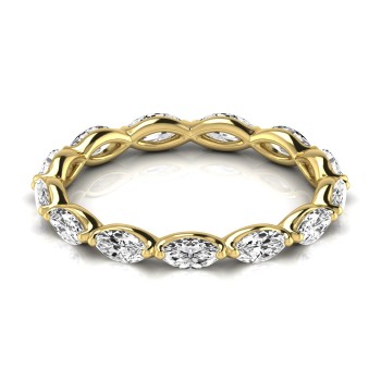 Marquise Cut Diamonds Eternity Ring Wedding Band 14K Yellow Gold (1.17ct)