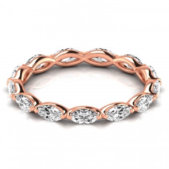 Marquise Cut Lab Grown Diamonds Eternity Ring Wedding Band 18K Rose Gold (1.17ct)