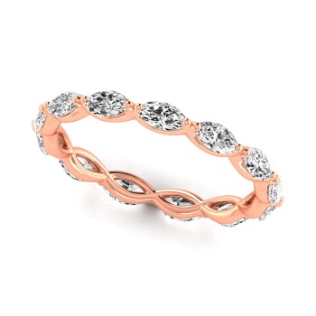 Marquise Cut Diamonds Eternity Wedding Band 18K Rose Gold (1.17ct)