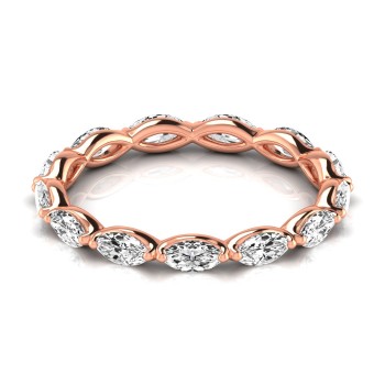 Marquise Cut Diamonds Eternity Wedding Band 18K Rose Gold (1.17ct)