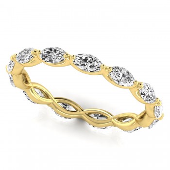 Marquise Cut Lab Grown Diamonds Eternity Ring Wedding Band 18K Yellow Gold (1.17ct)