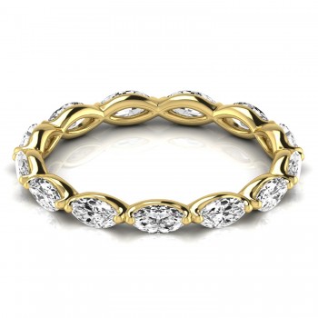 Marquise Cut Lab Grown Diamonds Eternity Ring Wedding Band 18K Yellow Gold (1.17ct)