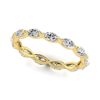 Marquise Cut Diamonds Eternity Ring Wedding Band 18K Yellow Gold (1.17ct)