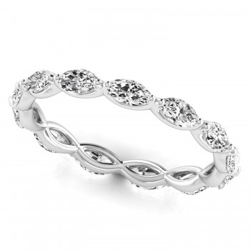 Marquise Cut Lab Grown Diamonds Eternity Ring Wedding Band in Platinum (1.17ct)