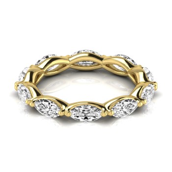 Marquise Cut Diamonds Eternity Ring Wedding Band 18K Yellow Gold (2.35ct)