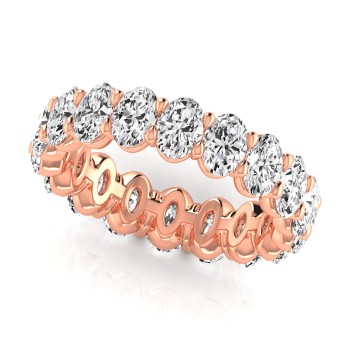 Oval Cut Diamonds Eternity Ring Wedding Band 14K Rose Gold (3.61ct)