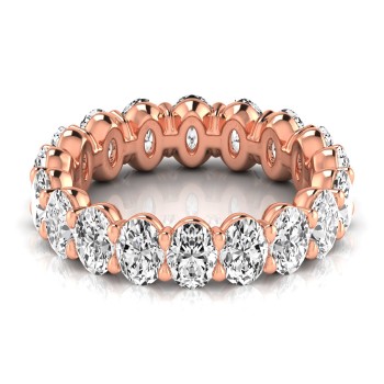 Oval Cut Diamonds Eternity Ring Wedding Band 14K Rose Gold (3.61ct)