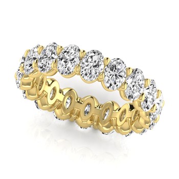 Oval Cut Diamonds Eternity Ring Wedding Band 14K Yellow Gold (3.61ct)