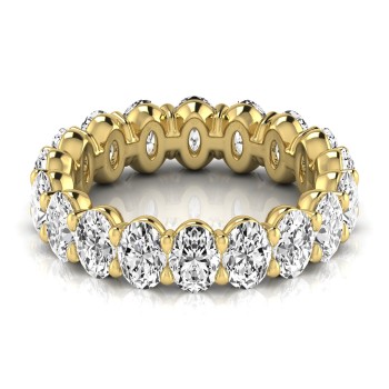 Oval Cut Diamonds Eternity Ring Wedding Band 18K Yellow Gold (3.61ct)