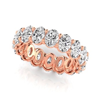 Oval Cut Diamonds Eternity Ring Wedding Band 14K Rose Gold (4.88ct)