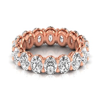 Oval Cut Diamonds Eternity Ring Wedding Band 18K Rose Gold (4.88ct)