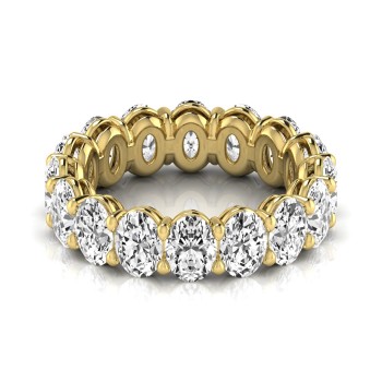Oval Cut Diamonds Eternity Ring Wedding Band 18K Yellow Gold (4.88ct)