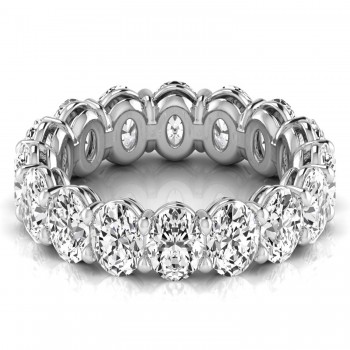 Oval Cut Lab Grown Diamonds Eternity Ring Wedding Band in Platinum (4.88ct)