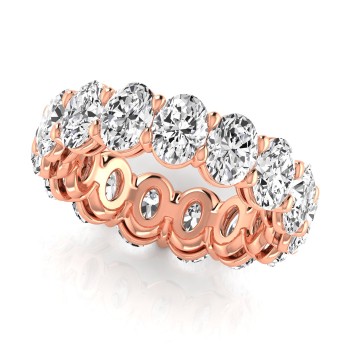 Oval Cut Diamonds Eternity Ring Wedding Band 18K Rose Gold (7.20ct)