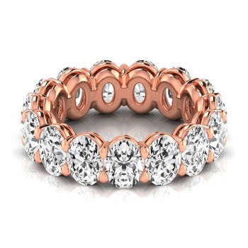 Oval Cut Diamonds Eternity Ring Wedding Band 18K Rose Gold (7.20ct)