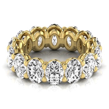 Oval Cut Diamonds Eternity Wedding Band 14K Yellow Gold (9.87ct)