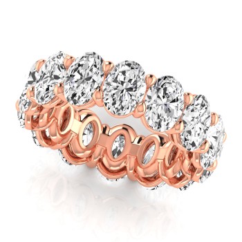 Oval Cut Diamonds Eternity Wedding Band 18K Rose Gold (9.87ct)
