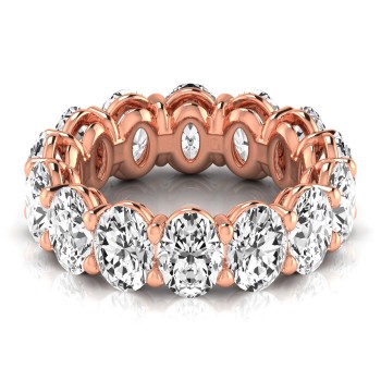 Oval Cut Diamonds Eternity Wedding Band 18K Rose Gold (9.87ct)