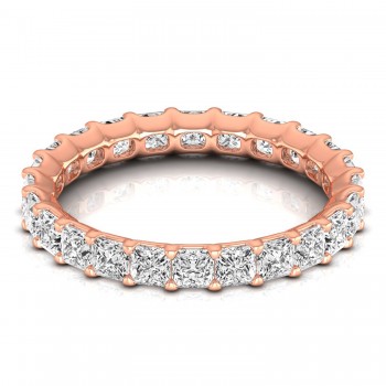 Princess Cut Diamonds Eternity Ring Wedding Band 14K Rose Gold (2.16ct)