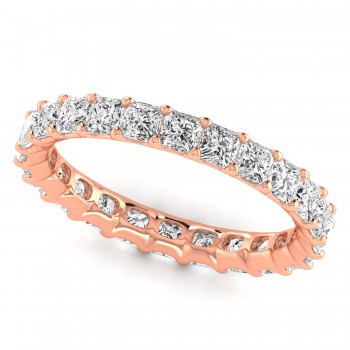 Princess Cut Diamonds Eternity Ring Wedding Band 18K Rose Gold (2.16ct)