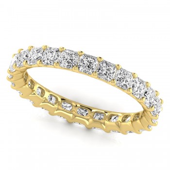 Princess Cut Diamonds Eternity Ring Wedding Band 18K Yellow Gold (2.16ct)
