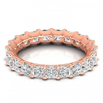 Princess Cut Diamonds Eternity Ring Wedding Band 18K Rose Gold (3.99ct)