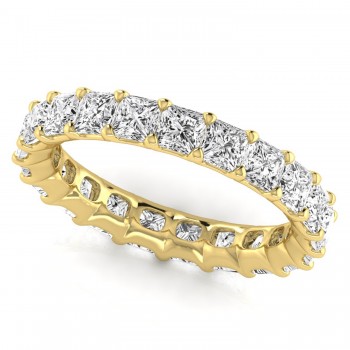 Princess Cut Diamonds Eternity Ring Wedding Band 18K Yellow Gold (3.99ct)