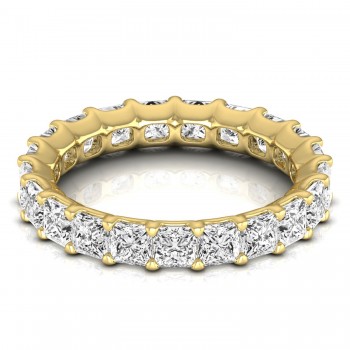 Princess Cut Diamonds Eternity Ring Wedding Band 18K Yellow Gold (3.99ct)