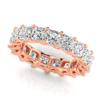 Princess Cut Diamonds Eternity Wedding Band 14K Rose Gold (7.68ct)