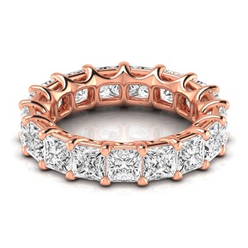 Princess Cut Diamonds Eternity Wedding Band 14K Rose Gold (7.68ct)
