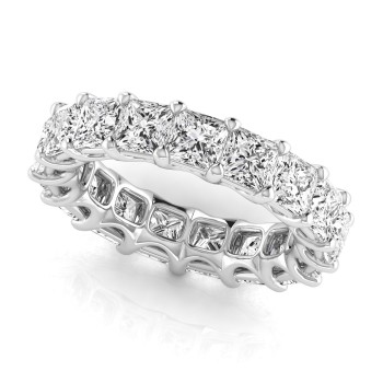 Princess Cut Diamonds Eternity Wedding Band 14K White Gold (7.68ct)
