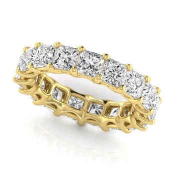 Princess Cut Diamonds Eternity Wedding Band 14K Yellow Gold (7.68ct)