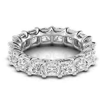 Princess Cut Diamonds Eternity Wedding Band 18K White Gold (7.68ct)