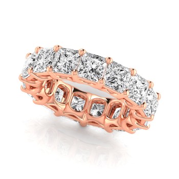 Princess Cut Diamonds Eternity Wedding Band 14K Rose Gold (10.57ct)
