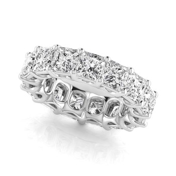 Princess Cut Diamonds Eternity Wedding Band 14K White Gold (10.57ct)