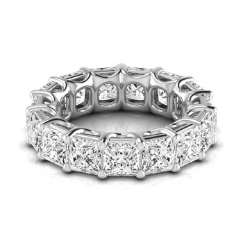 Princess Cut Diamonds Eternity Wedding Band 18K White Gold (10.57ct)