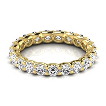 Round Cut Lab Grown Diamonds Full Eternity Ring Wedding Band 14K Yellow Gold (1.89ct)