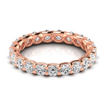 Round Cut Lab Grown Diamonds Full Eternity Ring Wedding Band 18K Rose Gold (1.89ct)