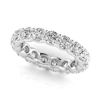 Round Cut Diamonds Full Eternity Wedding Band 18K White Gold (3.23ct)