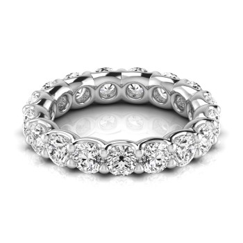 Round Cut Diamonds Full Eternity Wedding Band 18K White Gold (3.23ct)