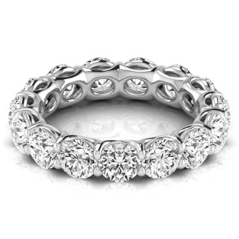 Round Cut Diamonds Full Eternity Wedding Band 14K White Gold (4.58ct)