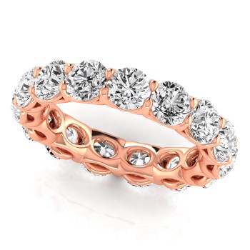 Round Cut Diamonds Full Eternity Wedding Band 18K Rose Gold (4.58ct)