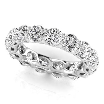 Round Cut Diamonds Full Eternity Wedding Band 18K White Gold (4.58ct)