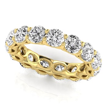 Round Cut Diamonds Full Eternity Wedding Band 18K Yellow Gold (4.58ct)