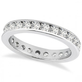 Channel Set Diamond Eternity Ring Band 14k White Gold (1.75 ct)