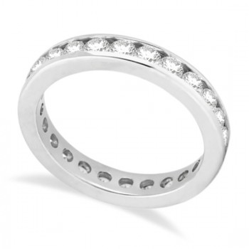 Channel Set Diamond Eternity Ring Band 14k White Gold (1.75 ct)