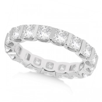 Bar-Set Princess Cut Diamond Eternity Ring Band 18k White Gold (1.15ct)